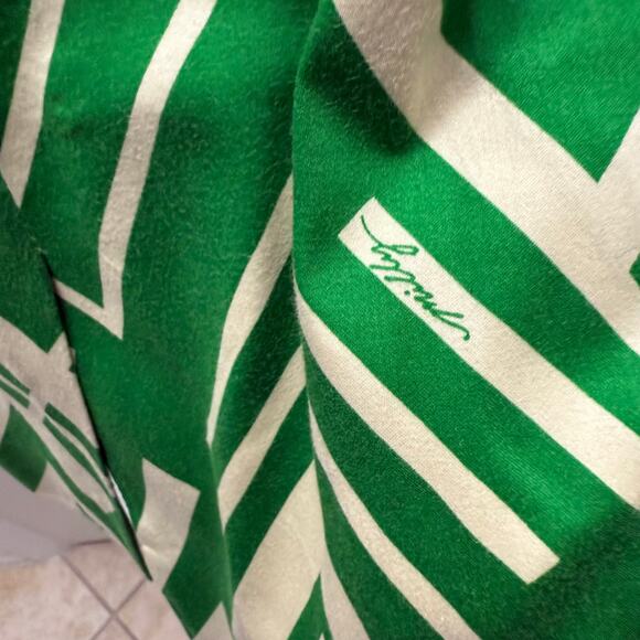 Milly Women's Sheath Dress Green Tan Geometric Vintage Look Size 4 - Picture 5 of 8